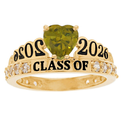 Gold Simulated Birthstone Women's Graduation Ring (JackAni# R11597)