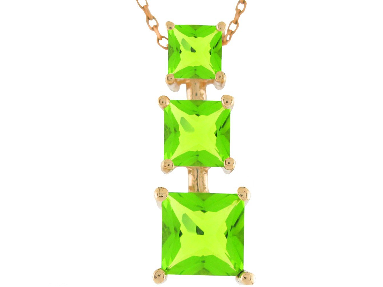 Gold Simulated Birthstone Three Stone Pendant (JackAni# P9850)