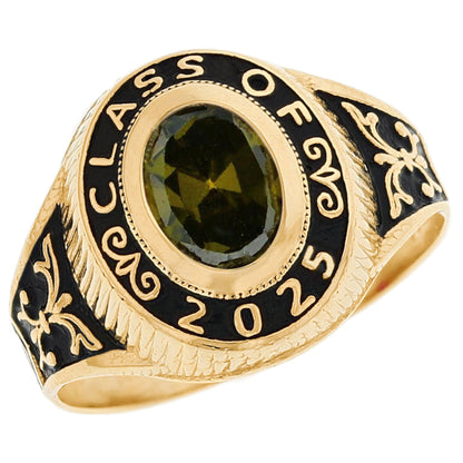 Gold Red Simulated Garnet Womens Graduation Birthstone Ring (JackAni# R2567)