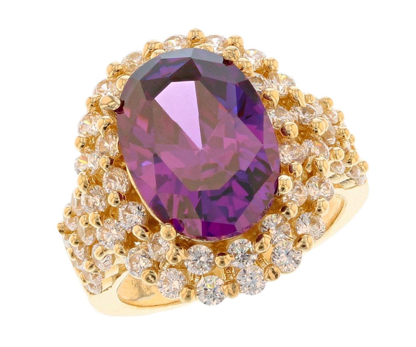 Gold Purple Simulated Alexandrite Womens Birthstone Ring (JackAni# R11574)