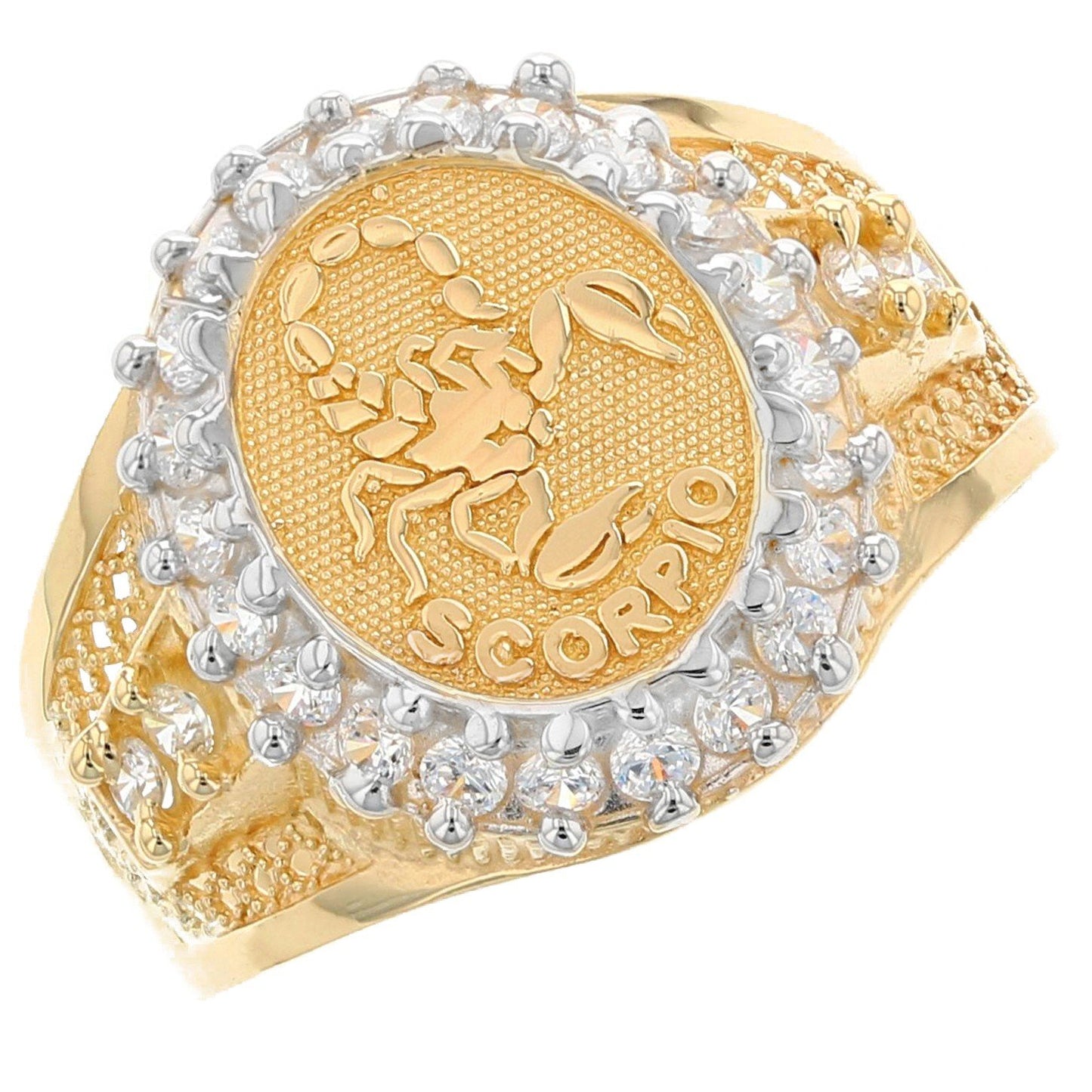 Solid Gold CZ Accented Men's Zodiac Ring (JackAni# R1930)