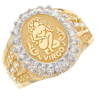 Solid Gold CZ Accented Men's Zodiac Ring (JackAni# R1934)