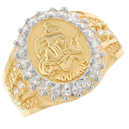 Solid Gold CZ Accented Men's Zodiac Ring (JackAni# R1934)