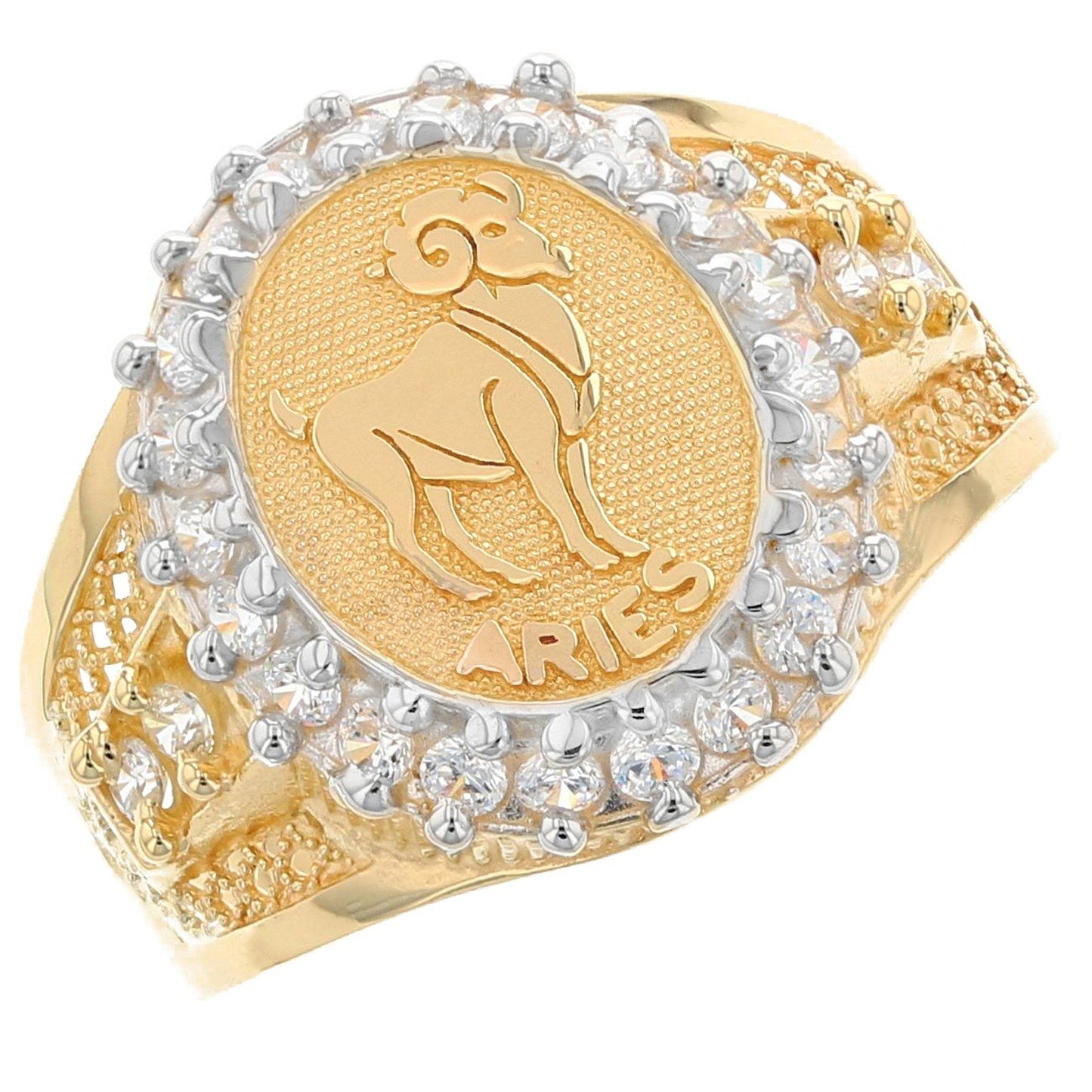 Solid Gold CZ Accented Men's Zodiac Ring (JackAni# R1928)