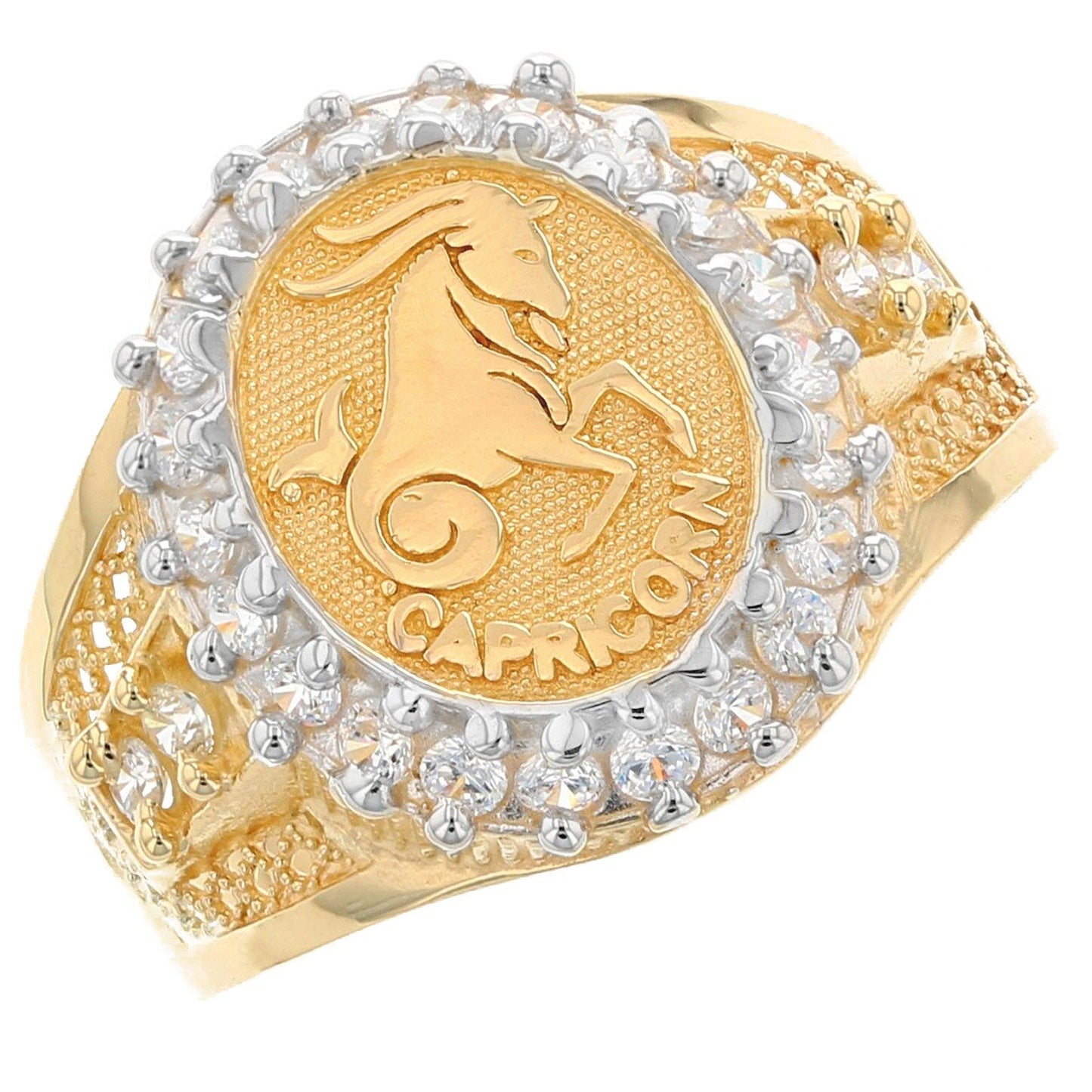 Solid Gold CZ Accented Men's Zodiac Ring (JackAni# R1923)