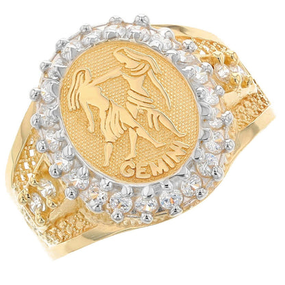 Solid Gold CZ Accented Men's Zodiac Ring (JackAni# R1923)