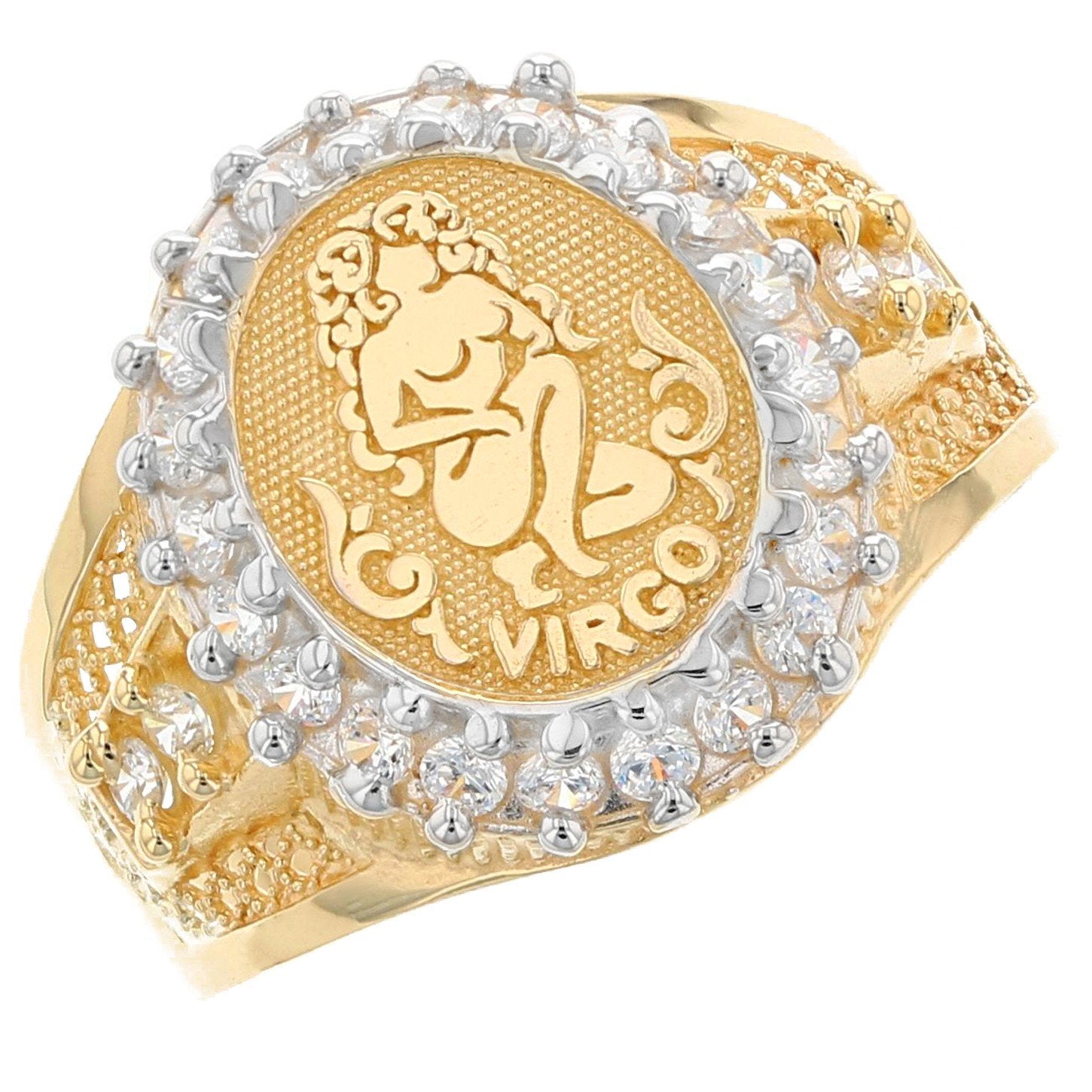 Solid Gold CZ Accented Men's Zodiac Ring (JackAni# R1923)