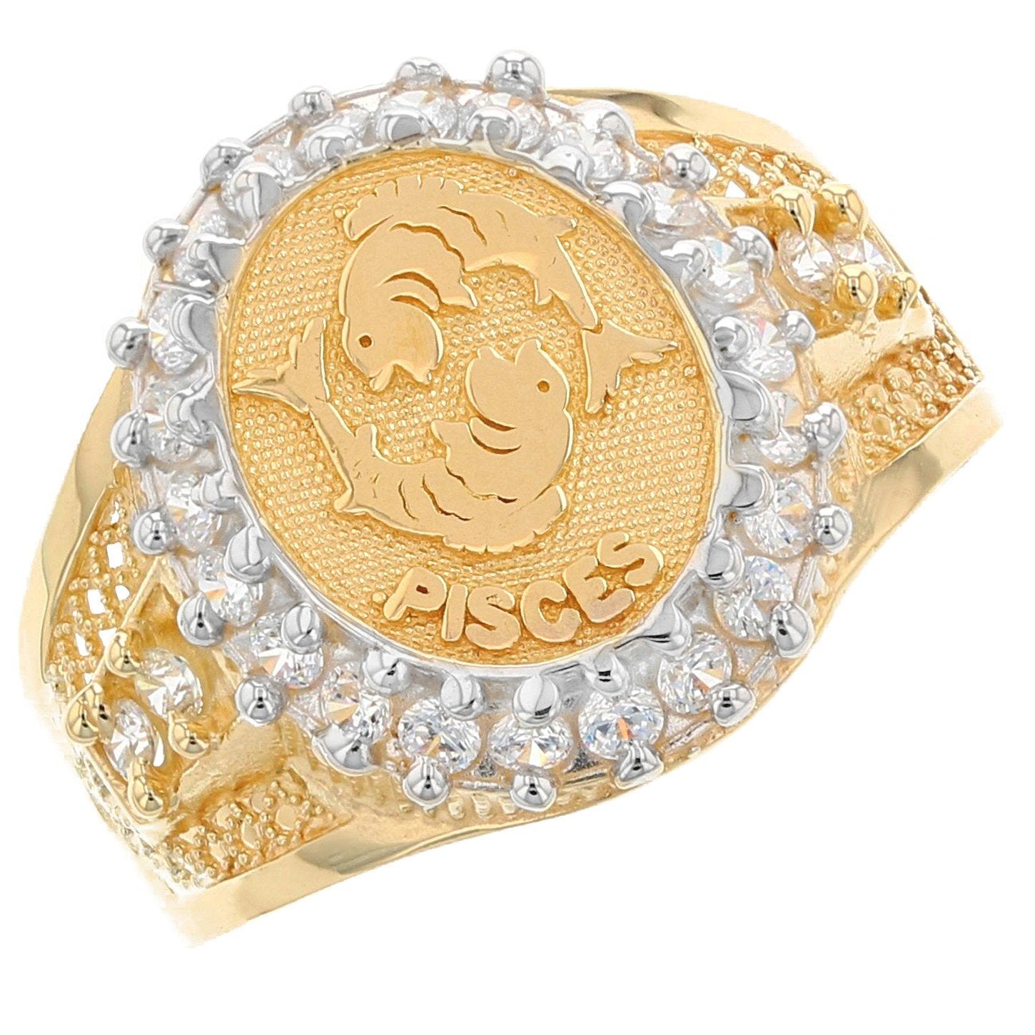 Solid Gold CZ Accented Men's Zodiac Ring (JackAni# R1934)