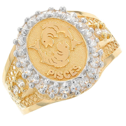 Solid Gold CZ Accented Men's Zodiac Ring (JackAni# R1934)