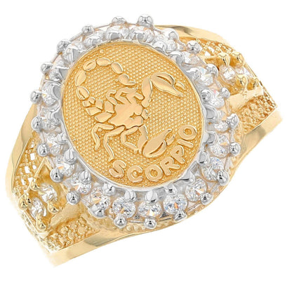 Solid Gold CZ Accented Men's Zodiac Ring (JackAni# R1923)