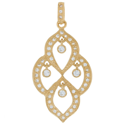 Gold White CZ Womens Cluster Pendant (JackAni# P10014)