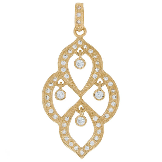 Gold White CZ Womens Cluster Pendant (JackAni# P10014)