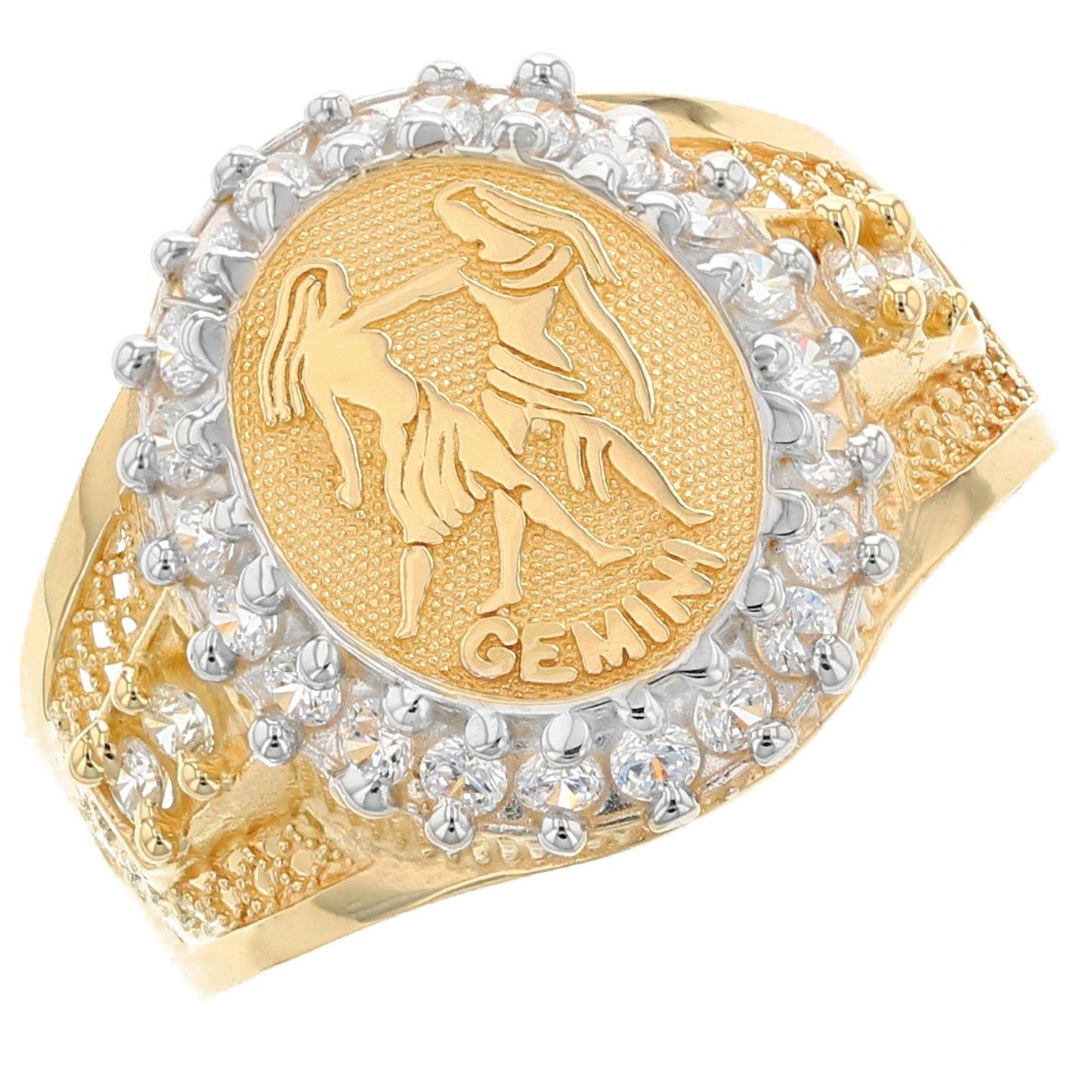 Solid Gold CZ Accented Men's Zodiac Ring (JackAni# R1934)