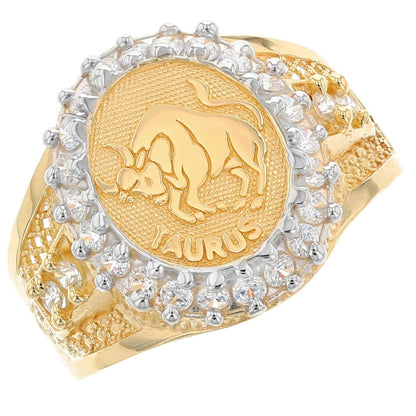 Solid Gold CZ Accented Men's Zodiac Ring (JackAni# R1928)