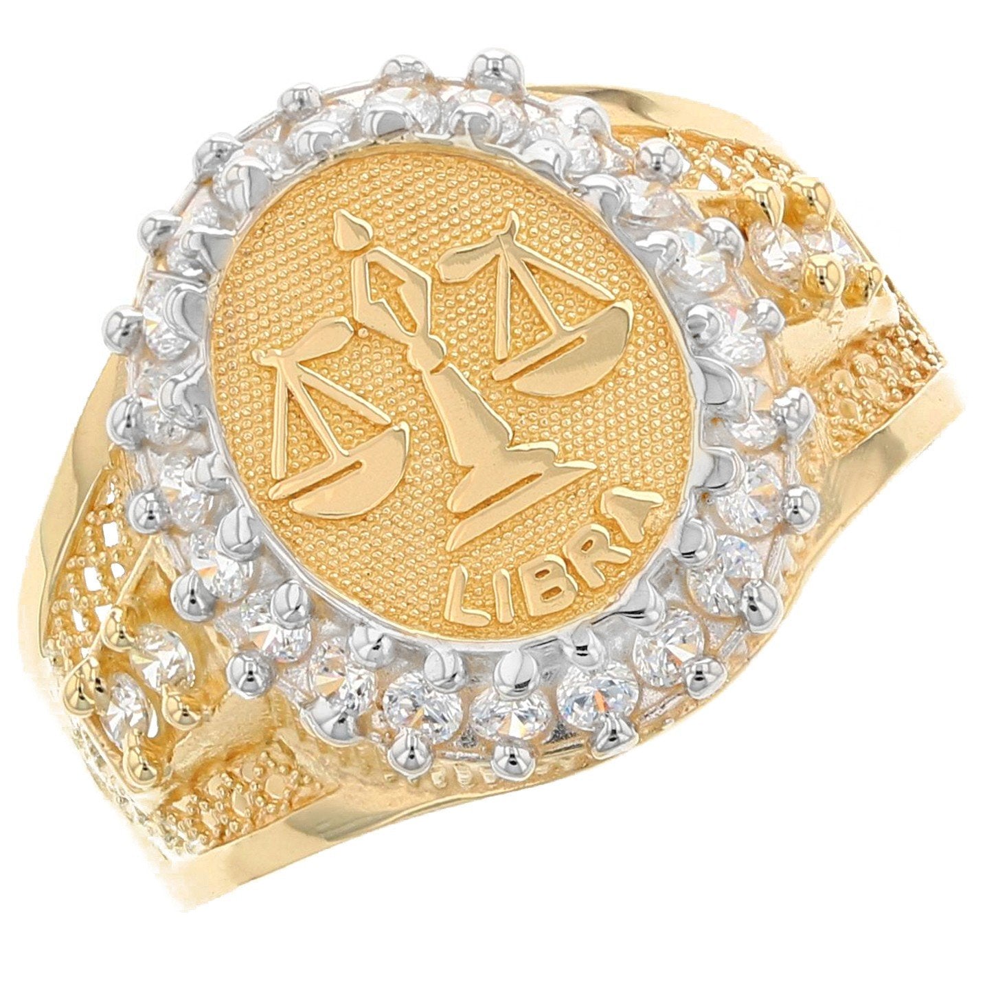 Solid Gold CZ Accented Men's Zodiac Ring (JackAni# R1934)