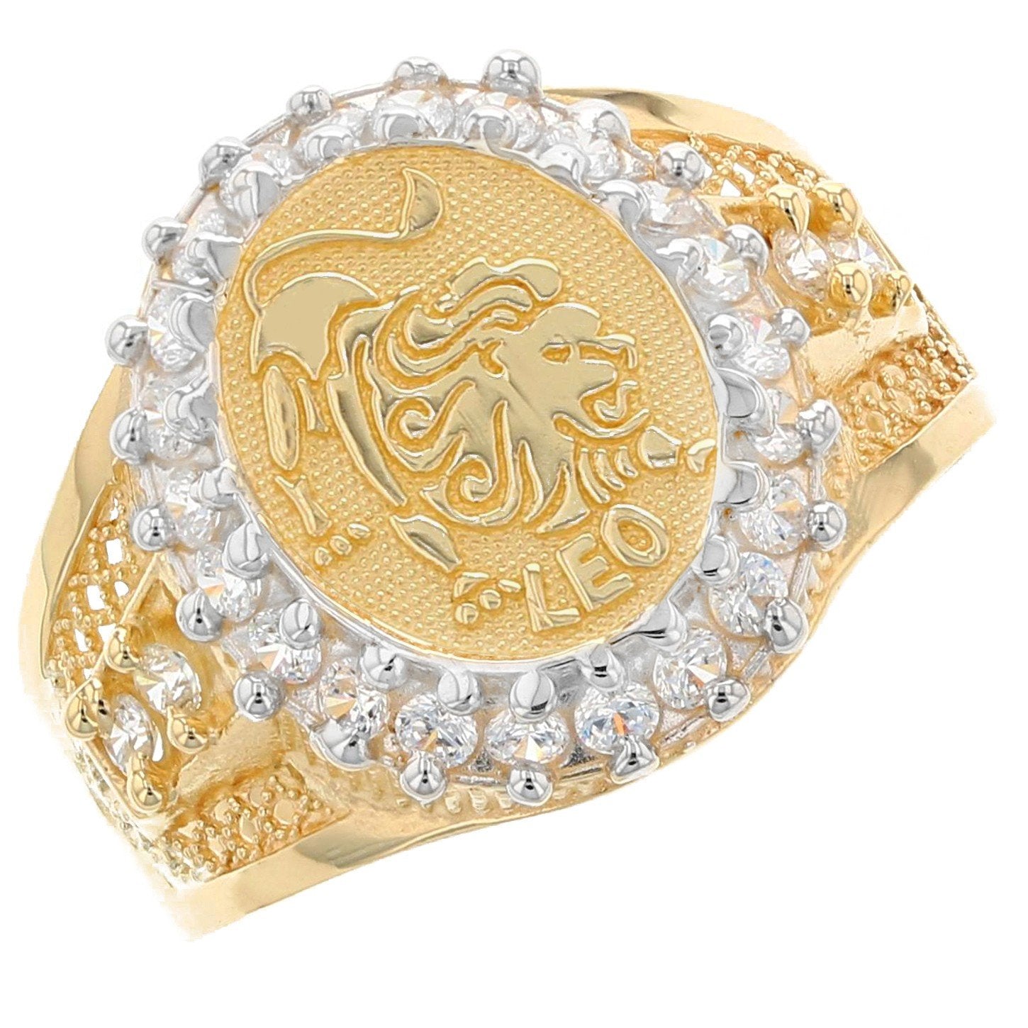 Solid Gold CZ Accented Men's Zodiac Ring (JackAni# R1934)