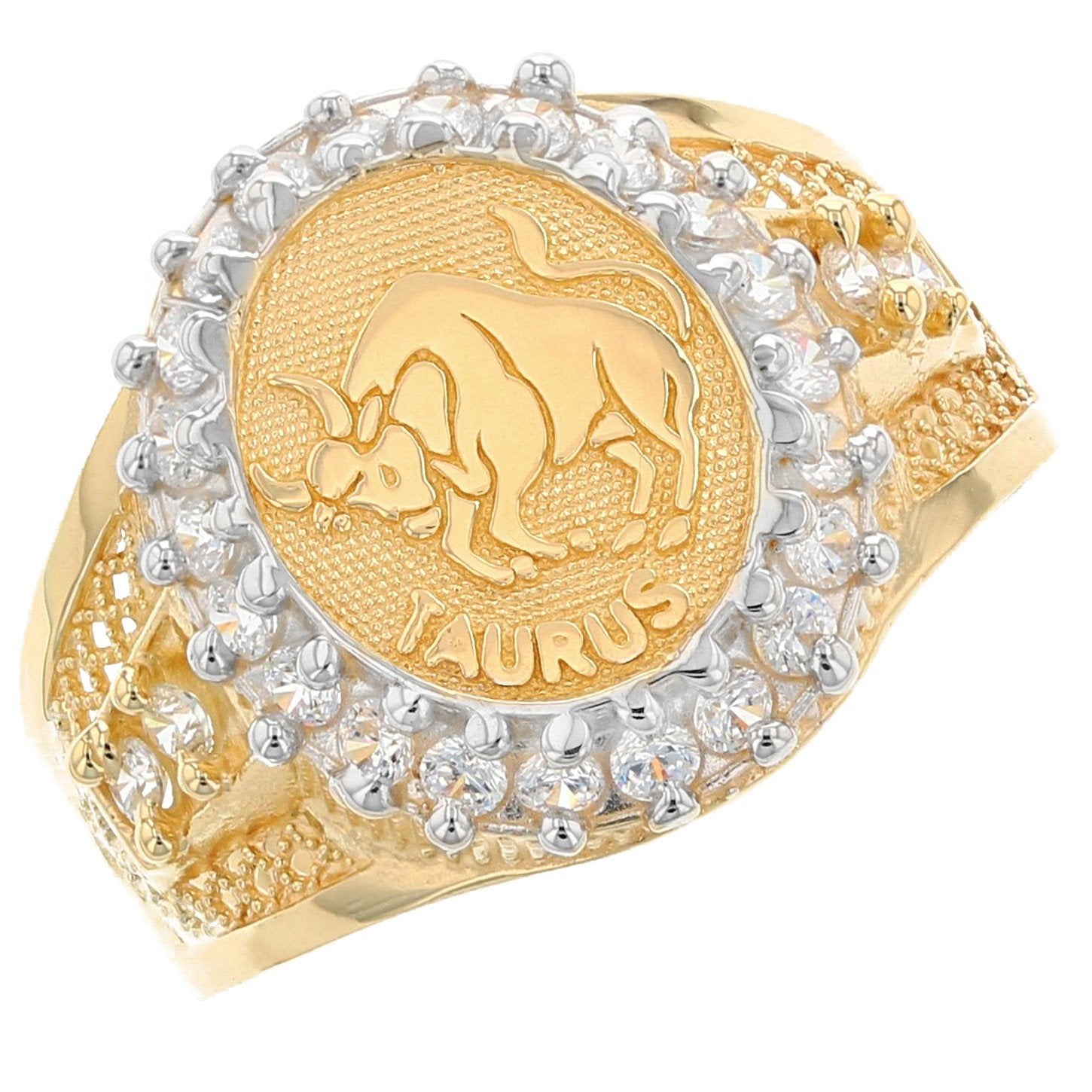 Solid Gold CZ Accented Men's Zodiac Ring (JackAni# R1934)