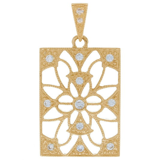 Gold White CZ Womens Cluster Pendant (JackAni# P9956)