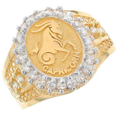 Solid Gold CZ Accented Men's Zodiac Ring (JackAni# R1928)