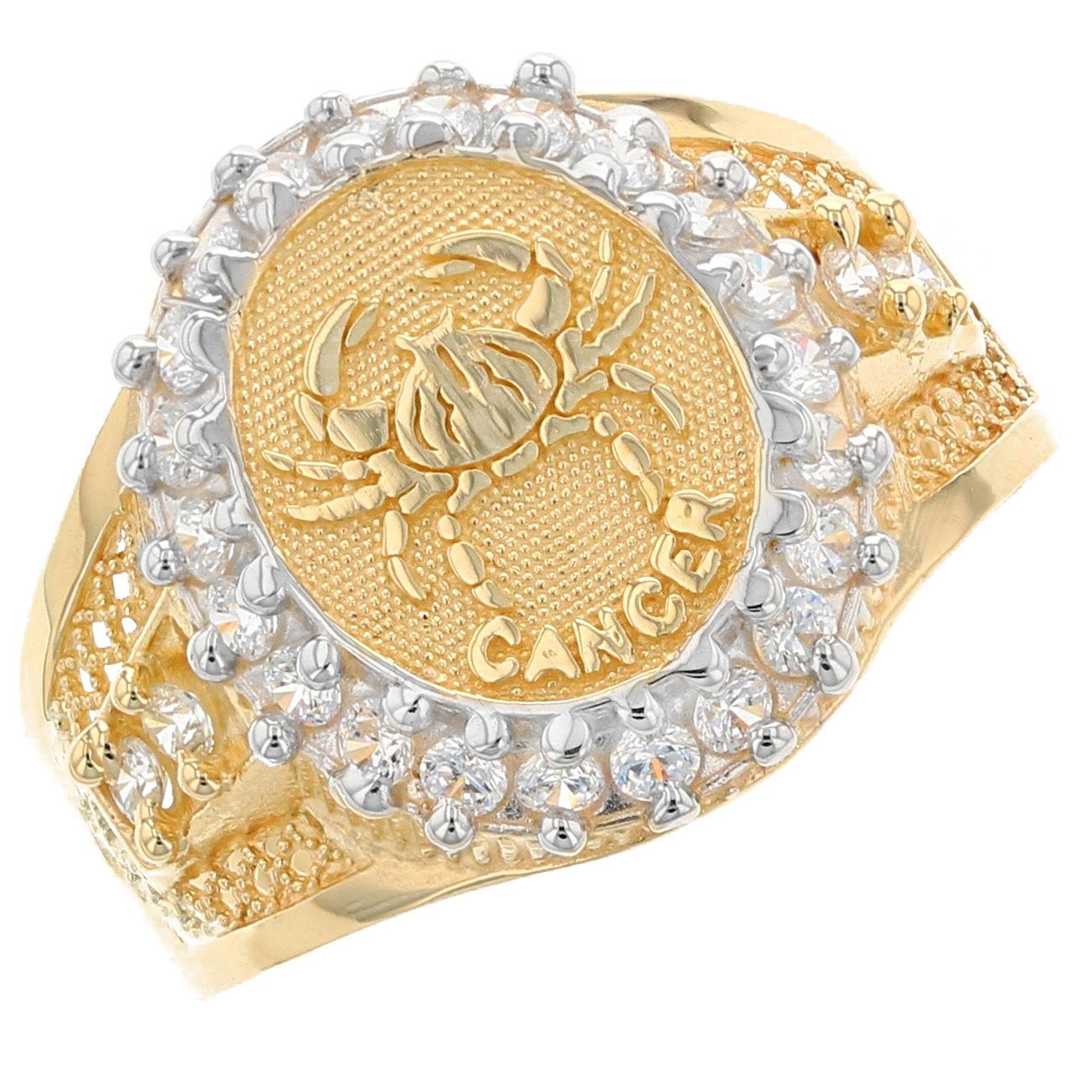 Solid Gold CZ Accented Men's Zodiac Ring (JackAni# R1934)