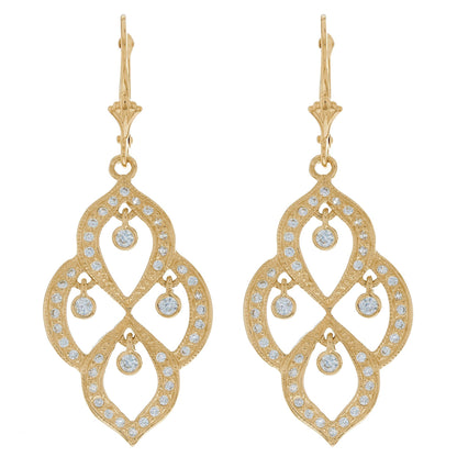Gold Regal Chandelier White CZ Womens Earring (JackAni# E10014)
