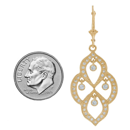 Gold Regal Chandelier White CZ Womens Earring (JackAni# E10014)