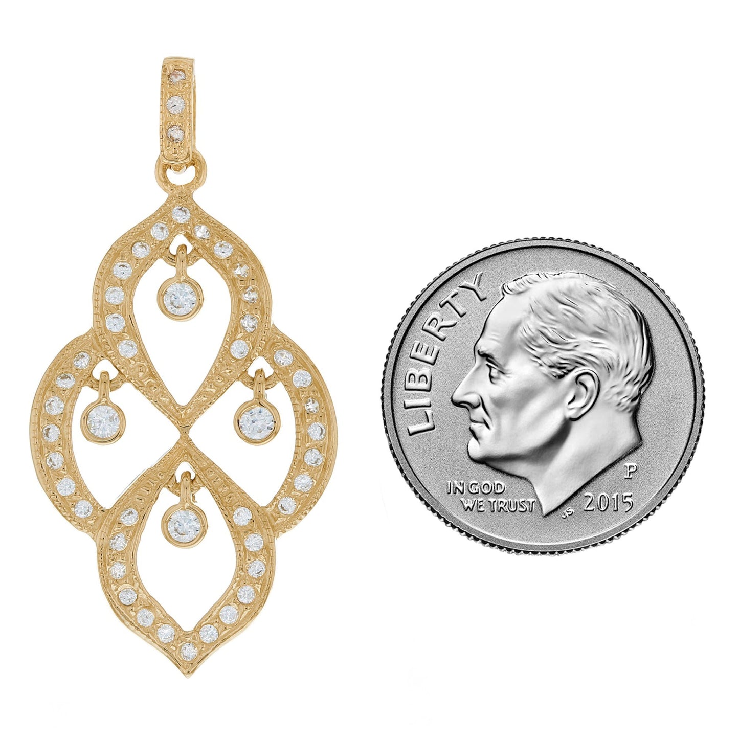 Gold White CZ Womens Cluster Pendant (JackAni# P10014)