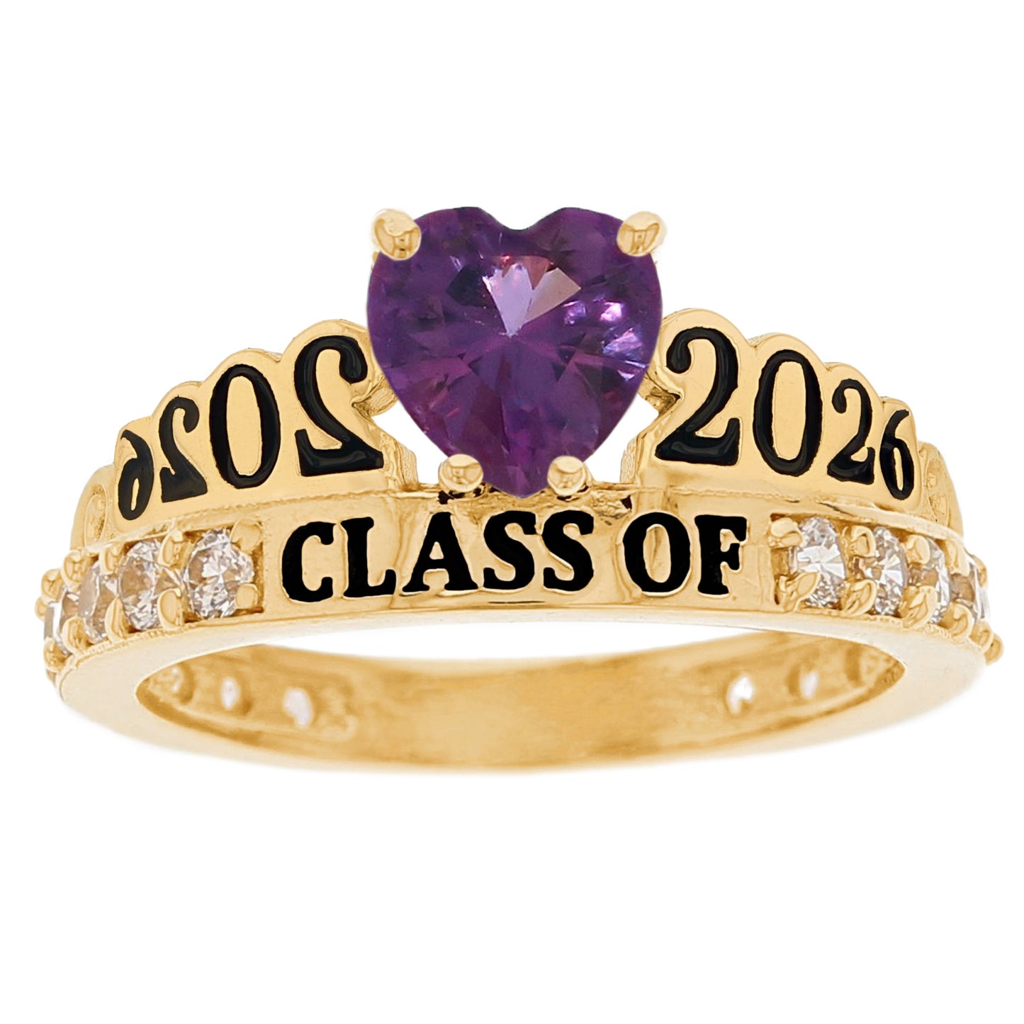 Gold Simulated Birthstone Women's Graduation Ring (JackAni# R11597)