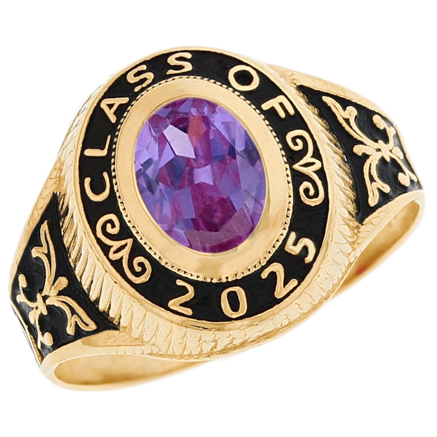 Gold Red Simulated Garnet Womens Graduation Birthstone Ring (JackAni# R2567)