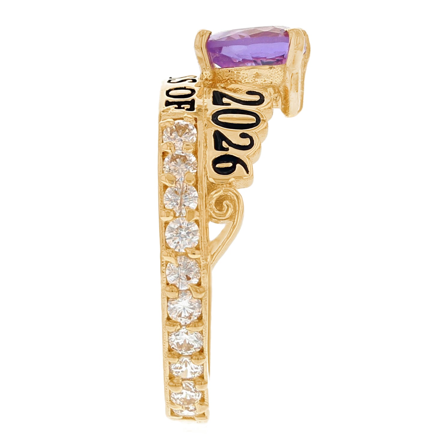 Gold Simulated Birthstone Women's Graduation Ring (JackAni# R11597)