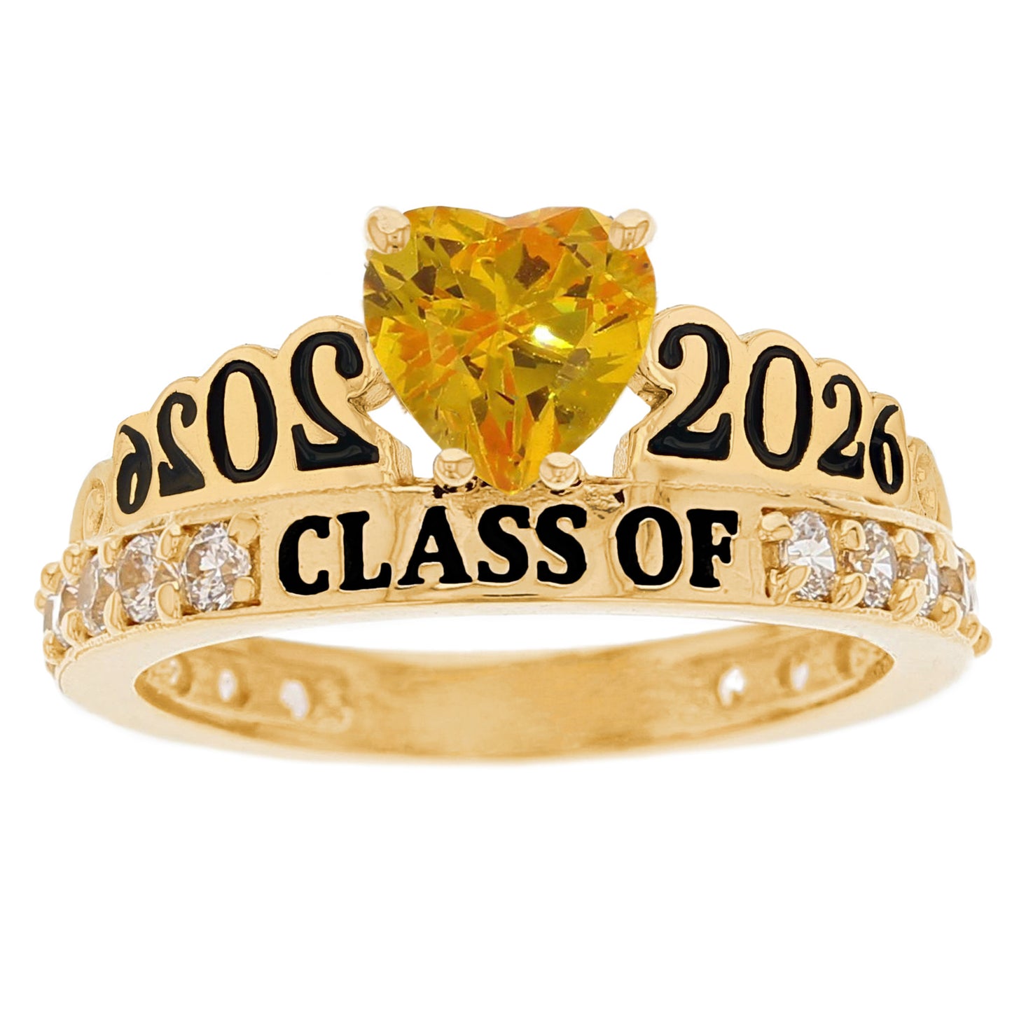 Gold Simulated Birthstone Women's Graduation Ring (JackAni# R11597)