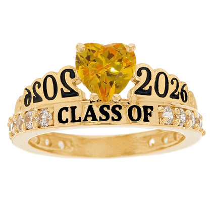 Gold Simulated Birthstone Women's Graduation Ring (JackAni# R11597)