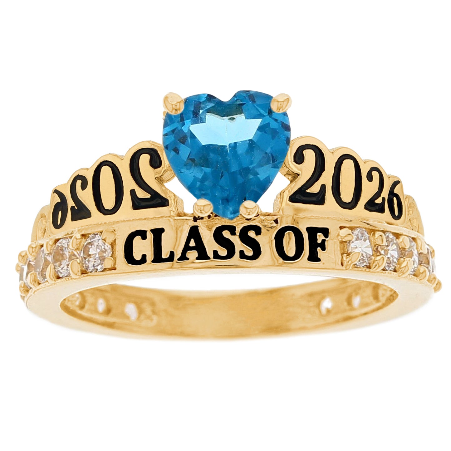Gold Simulated Birthstone Women's Graduation Ring (JackAni# R11597)