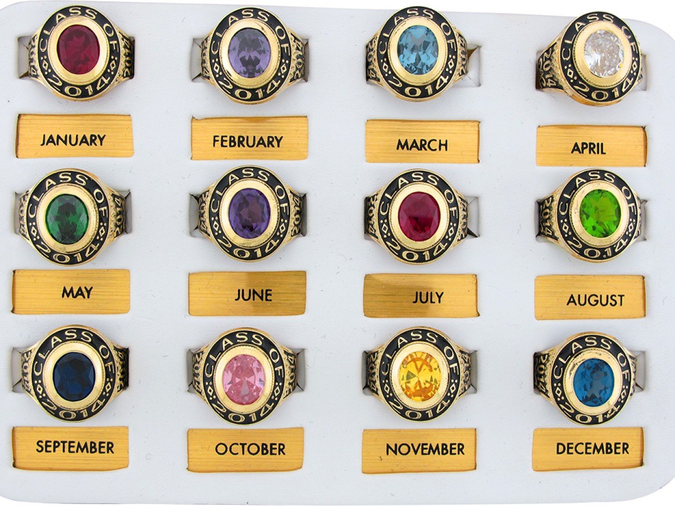 Gold Red Simulated Garnet Mens Birthstone Graduation January Ring (JackAni# R2516)