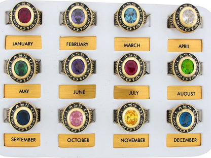 Gold Red Simulated Garnet Mens Birthstone Graduation January Ring (JackAni# R2516)