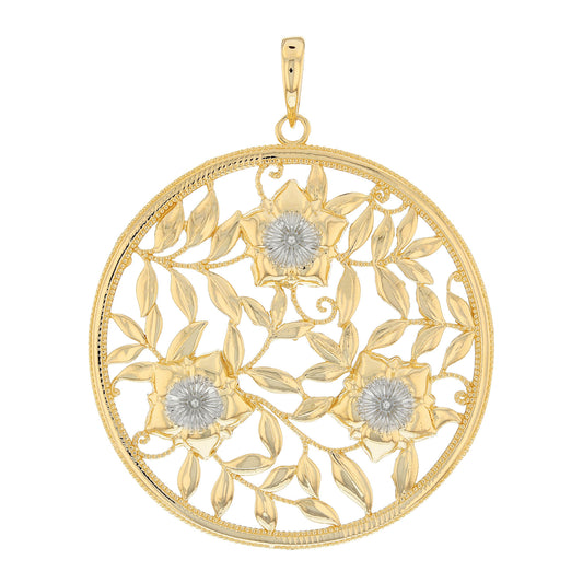 Gold Vintage Timeless Floral Flowery Women's Pendant (JackAni# P1794)