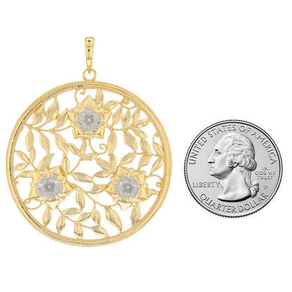 Gold Vintage Timeless Floral Flowery Women's Pendant (JackAni# P1794)