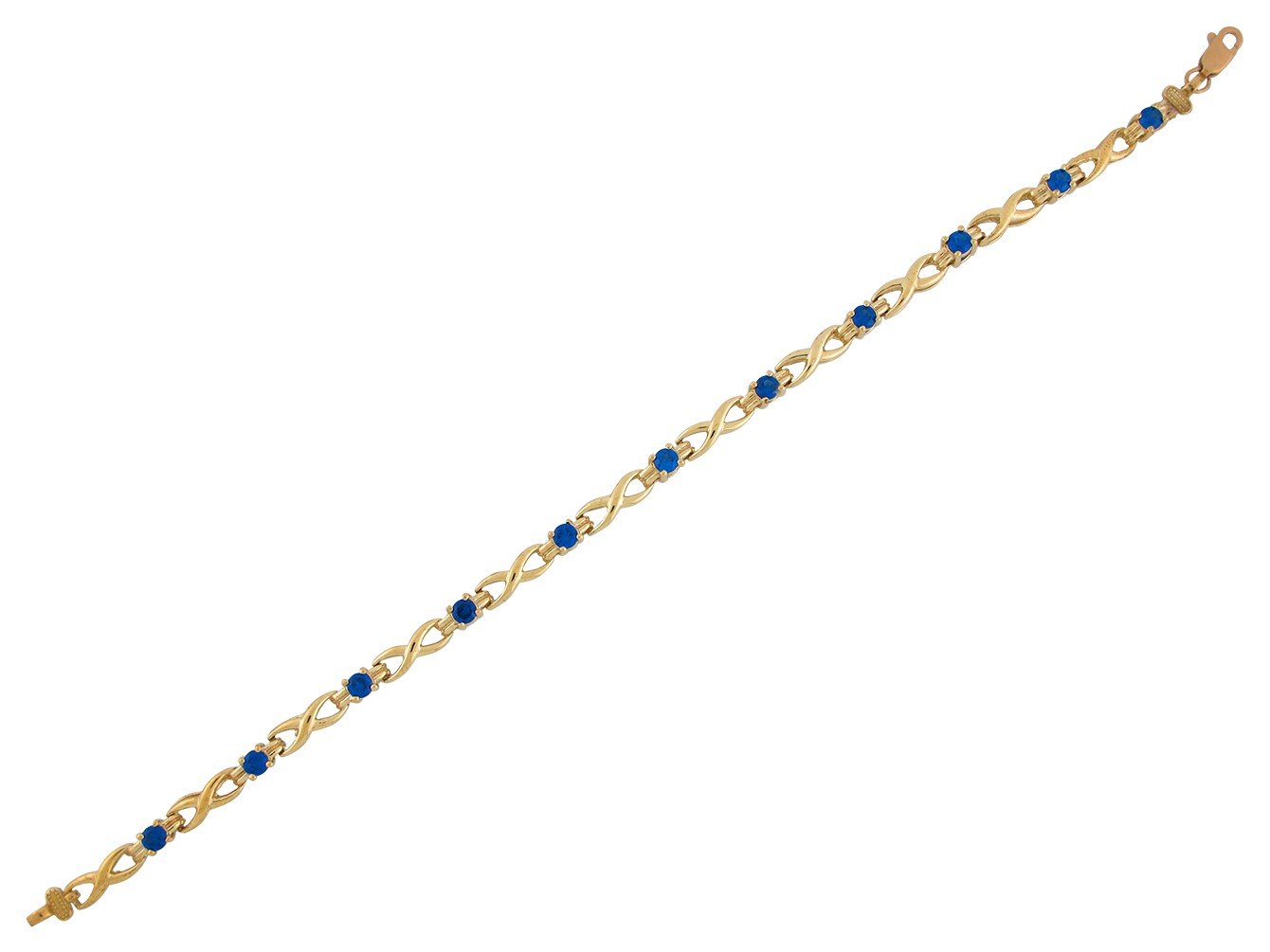 Gold Blue Sapphire Womens Birthstone September Bracelet (JackAni# B10648)