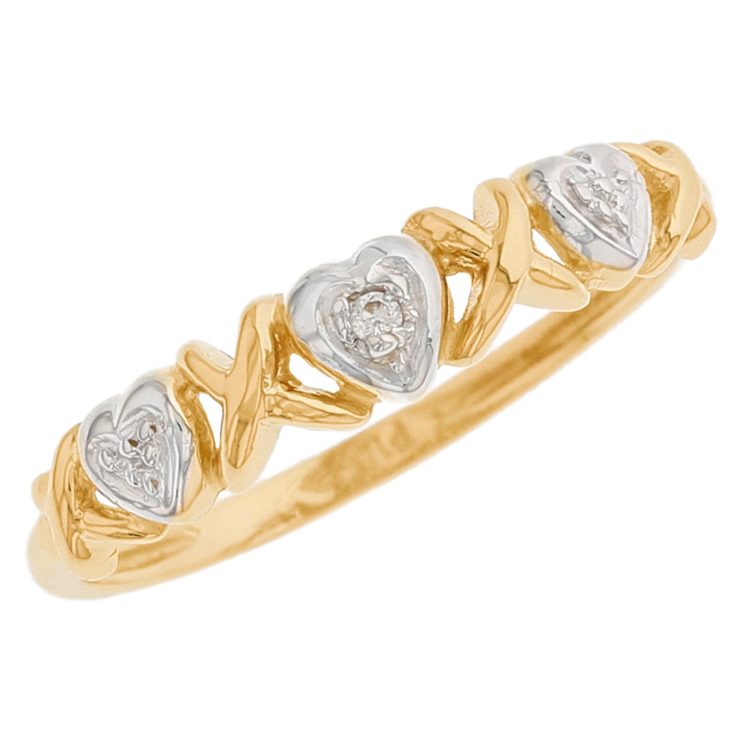 Gold Diamond Womens Heart Ring (JackAni# R2535)