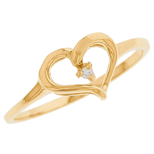 Gold Diamond Womens Heart Promise Ring (JackAni# R8966)