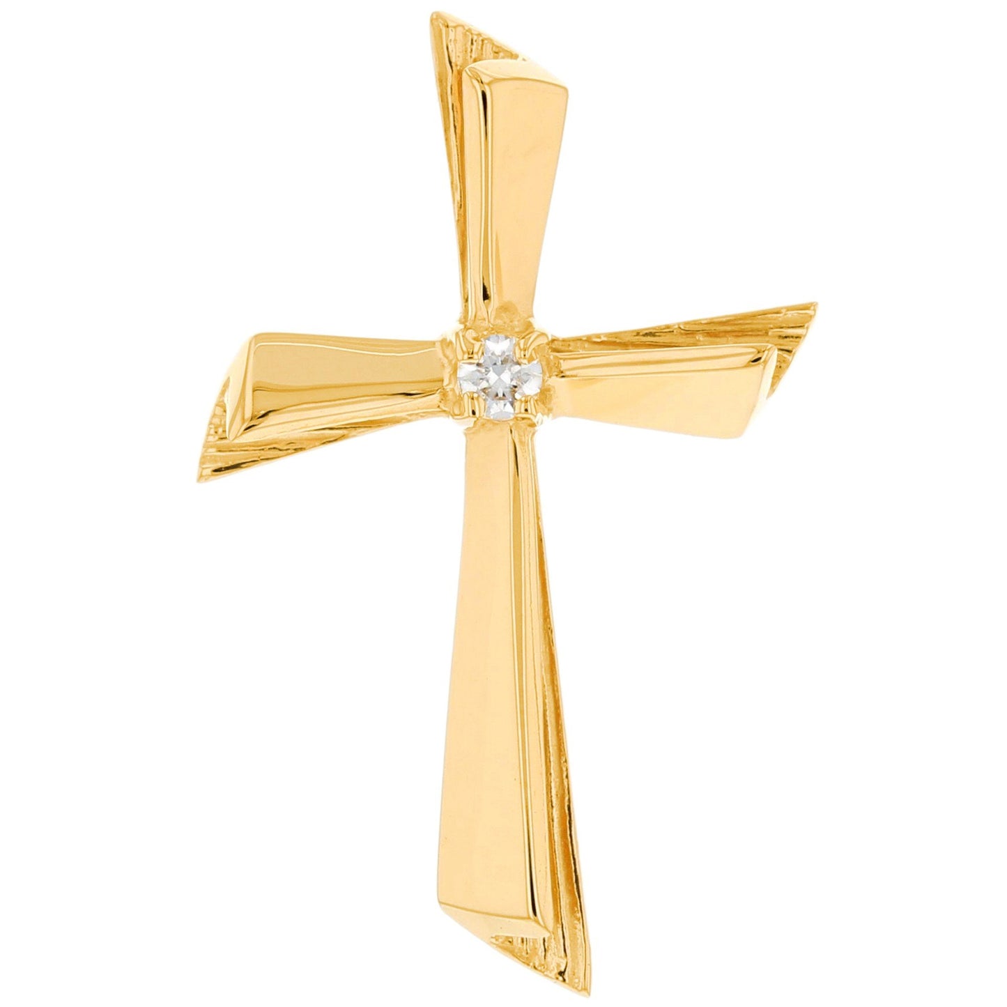 Gold Diamond Womens Religious Cross Pendant (JackAni# P9933)