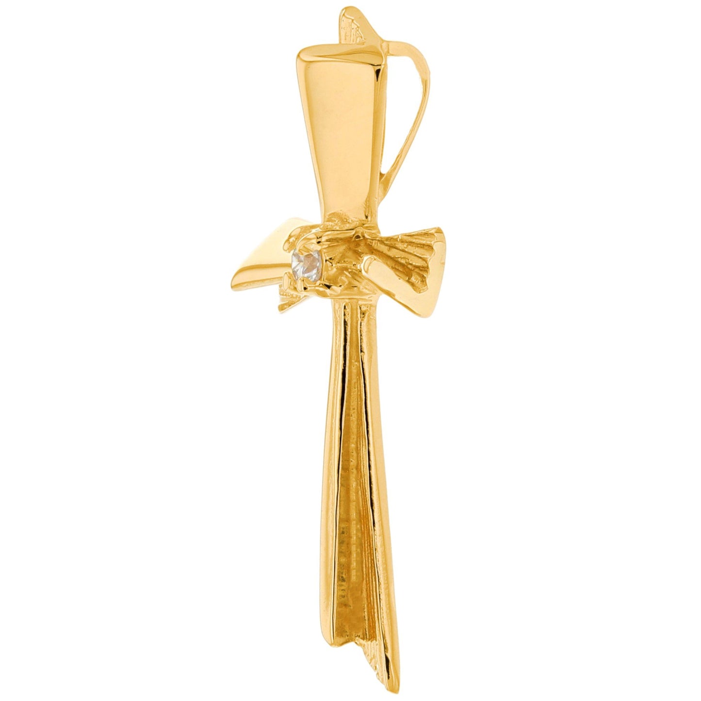 Gold Diamond Womens Religious Cross Pendant (JackAni# P9933)