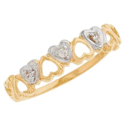 Gold Diamond Womens Heart Ring (JackAni# R2534)