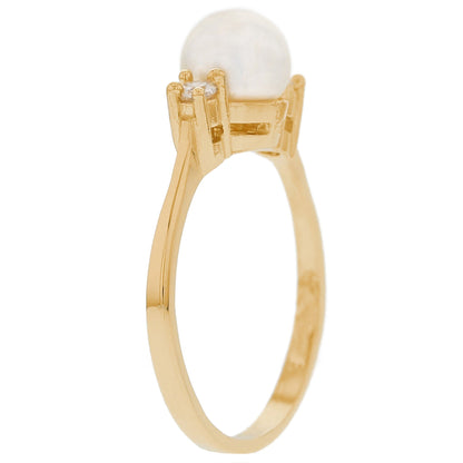 Gold White Pearl Womens Ring (JackAni# R10846)