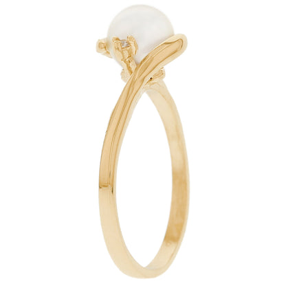 Gold White Pearl Womens Diamond Ring (JackAni# R10955)