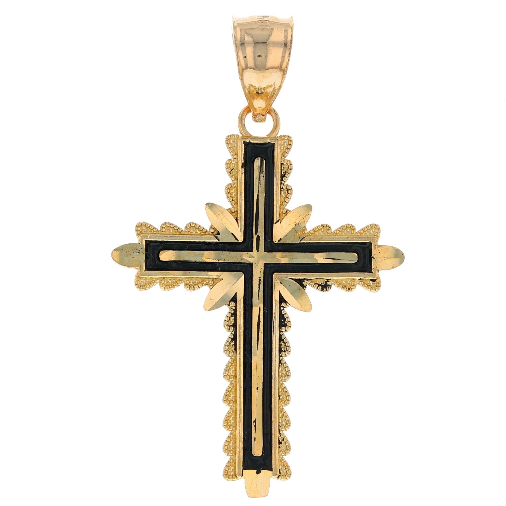 Gold Enamel Cross Womens Girl Religious Pendant (JackAni# P12238)