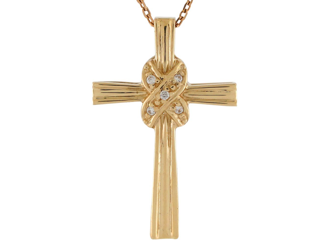 Gold Diamond Womens Religious Cross Pendant (JackAni# P10037)