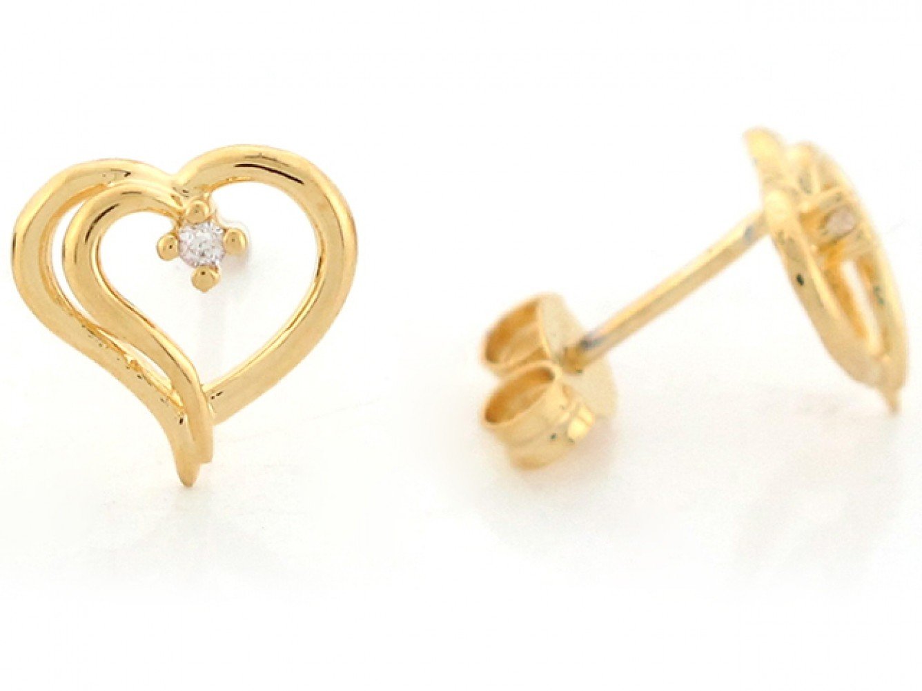 Gold Diamond Womens Heart Earring (JackAni# E6654)