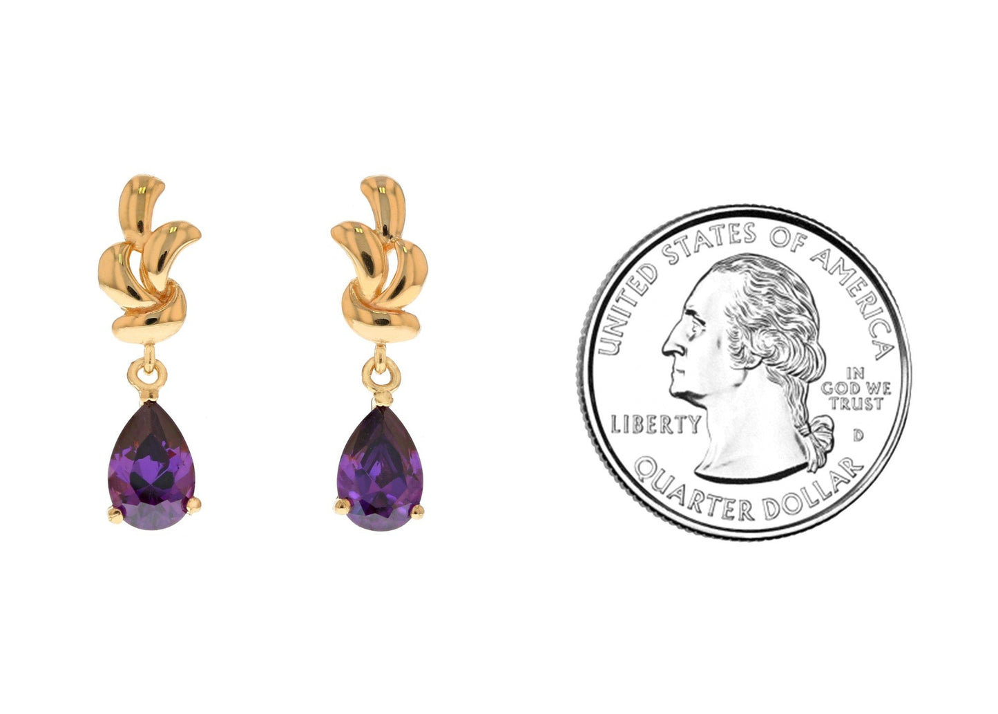 Gold Purple Simulated Amethyst Womens Birthstone Earring (JackAni# E12137)