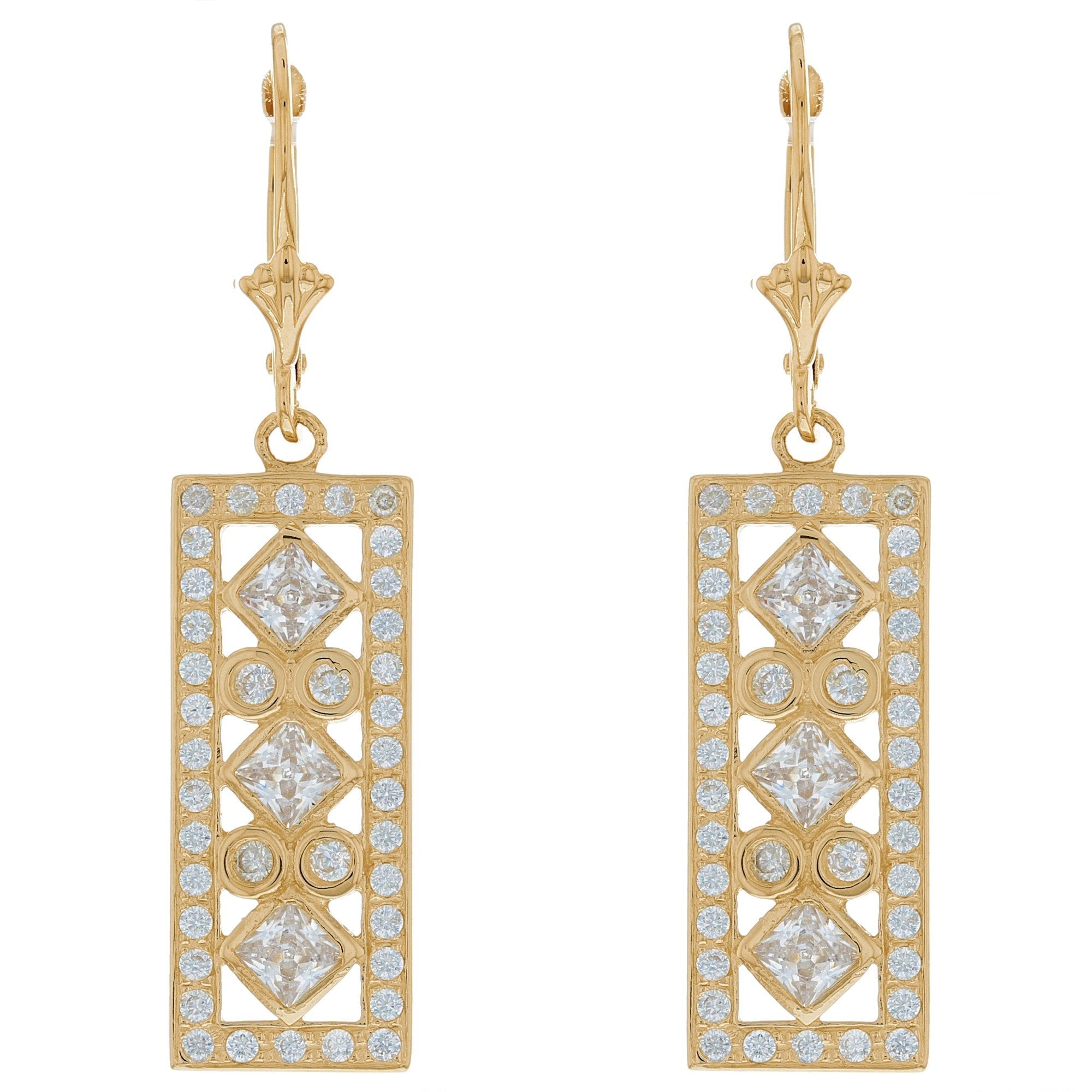 Gold Regal Chandelier White CZ Womens Cluster Earring (JackAni# E09855)